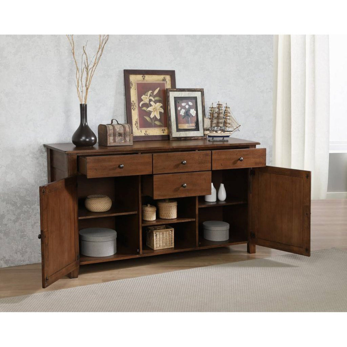 Sunset Trading Simply Brook 10 Piece 134" Rectangular Extendable Table Dining Set | Sideboard | Amish Brown | Seats 12 -  DLU-BR134-AMSB10PC