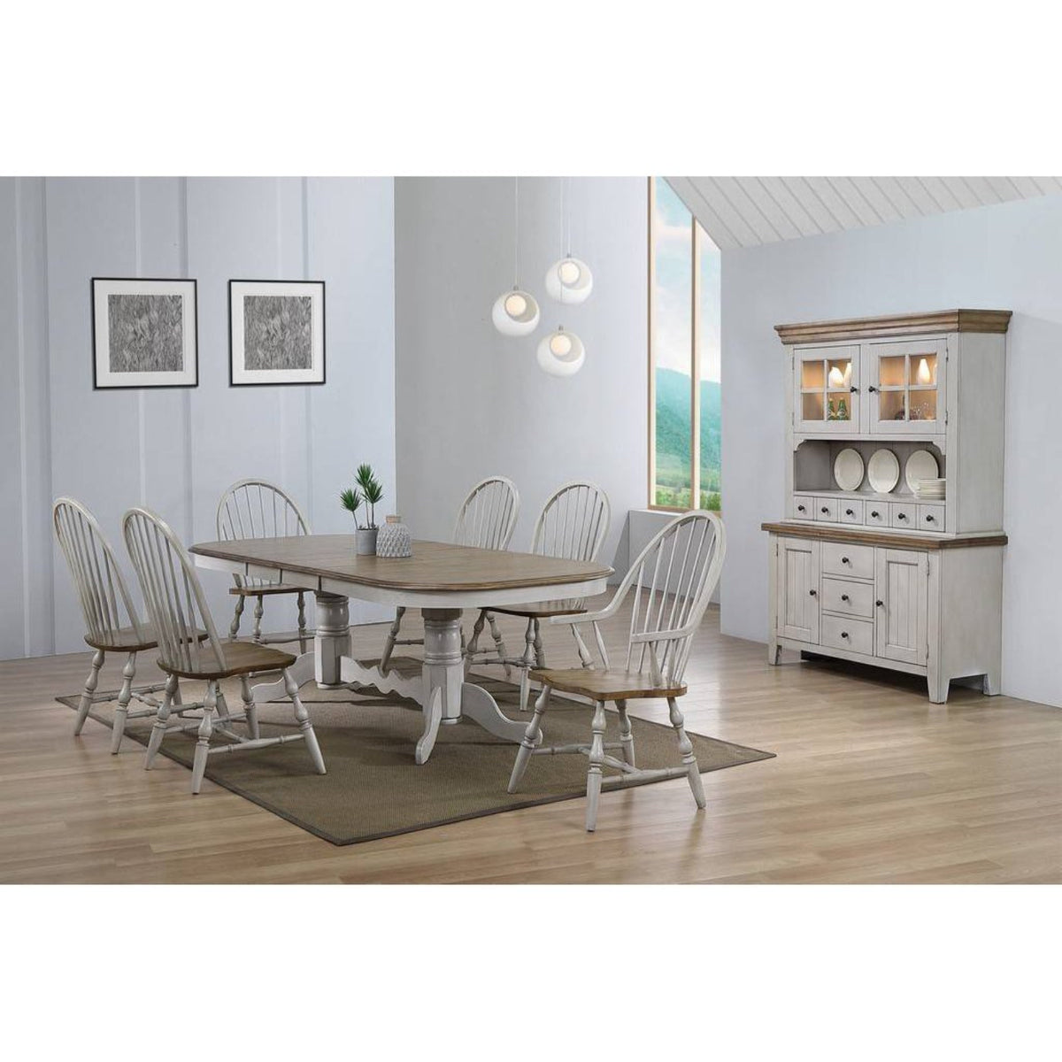 Sunset Trading Country Grove 8 Piece 96" Oval Double Pedestal Extendable Dining Table Set - DLU-CG4296-124SGOBH8
