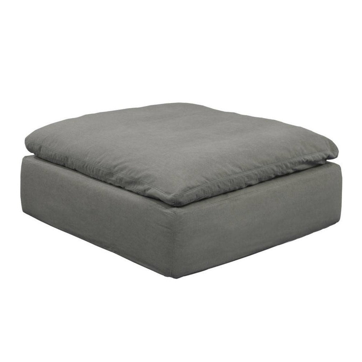 Sunset Trading Cloud Puff Slipcovered 44" Square Sectional Modular Ottoman | Stain Resistant Performance Fabric | Gray -   SU-145830-391094