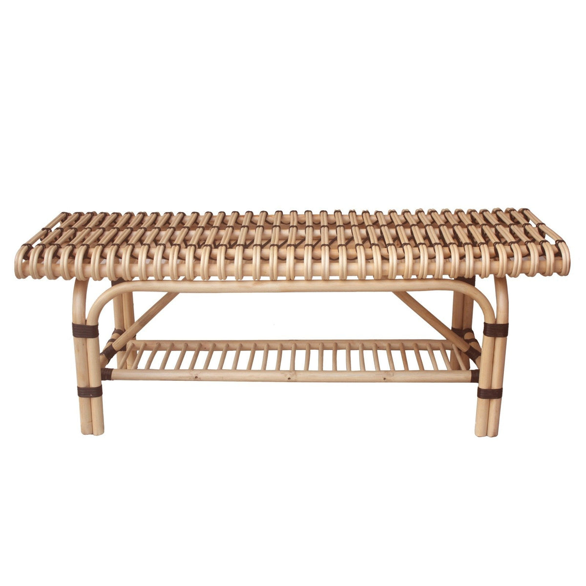 New Pacific Direct Baza Rattan Bench w/ Shelf  - 4900039