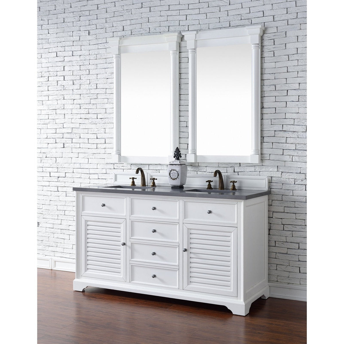 James Martin Vanities Savannah 60" Bright White Double Vanity - 238-104-V60D-BW-3AF