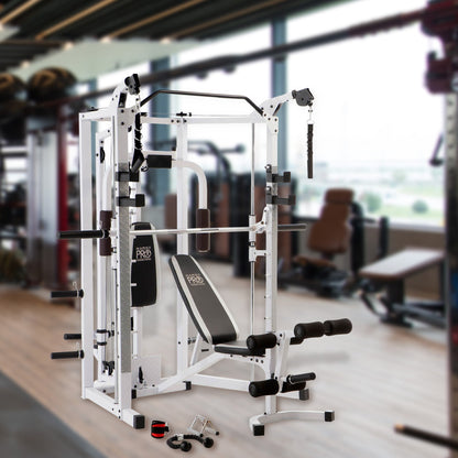 Marcy 5276 Combo Smith Heavy-Duty Total Body Strength Home Gym Machine, White - 84823