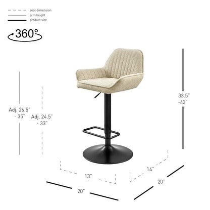 New Pacific Direct Luther Fabric Gaslift Swivel Bar Stool, (Set of 2)  - 9300122-528