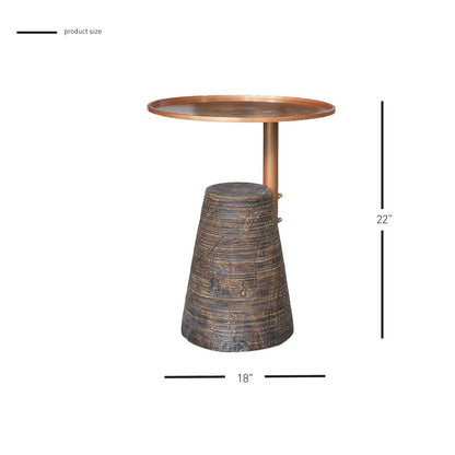 New Pacific Direct Millen Reclaimed Teak Wood Side/ End Table w/ Steel Tray Top 9600038 - 9600038