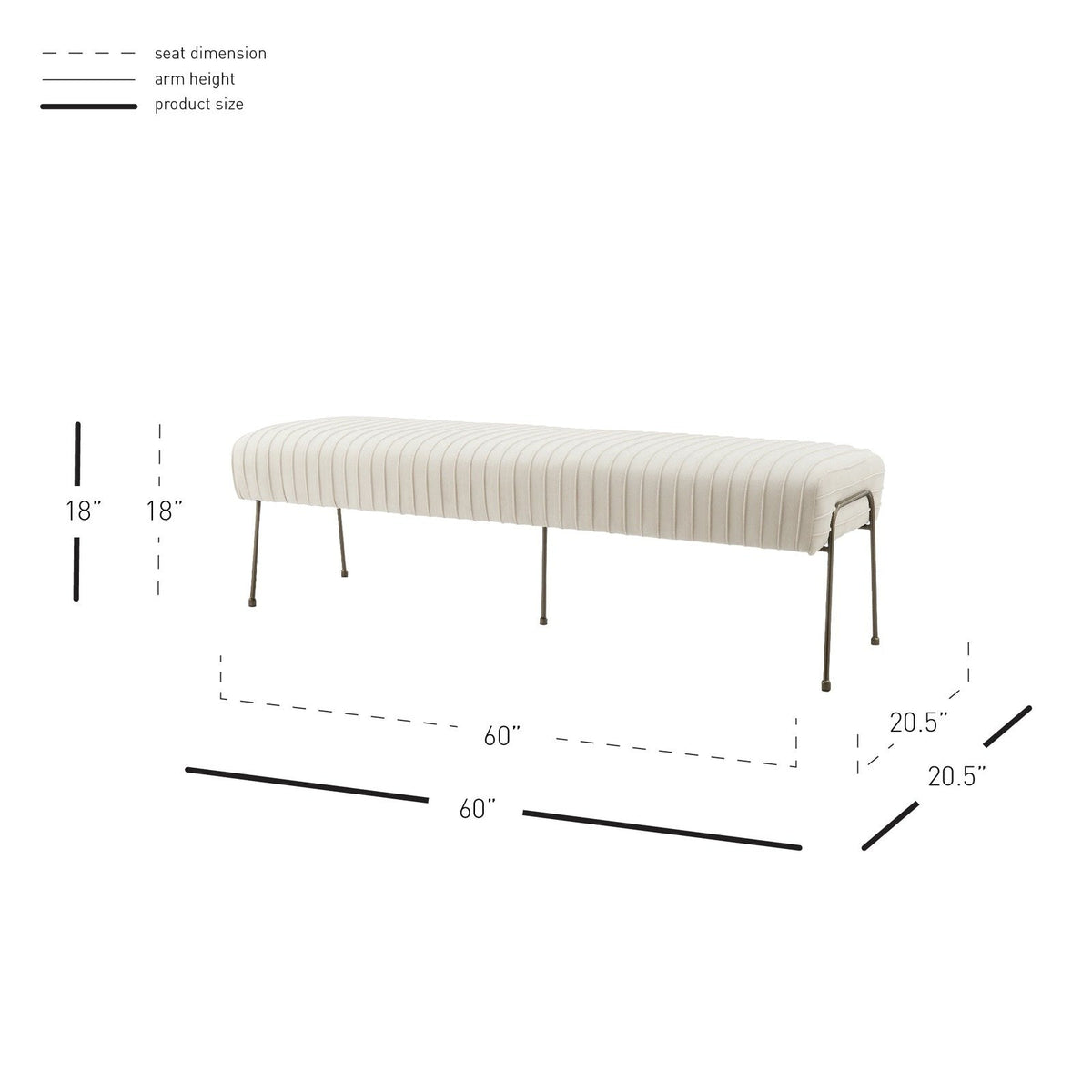 New Pacific Direct Merritt Pleated Velvet Fabric Bench 9900030-332