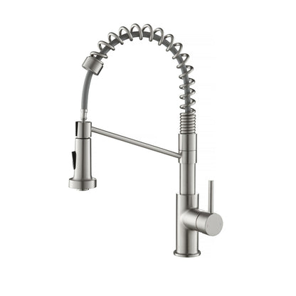 Kibi Lodi Single Handle High Arc Pull Down Kitchen Faucet IN Brushed Nickel Finish - KKF2004BN