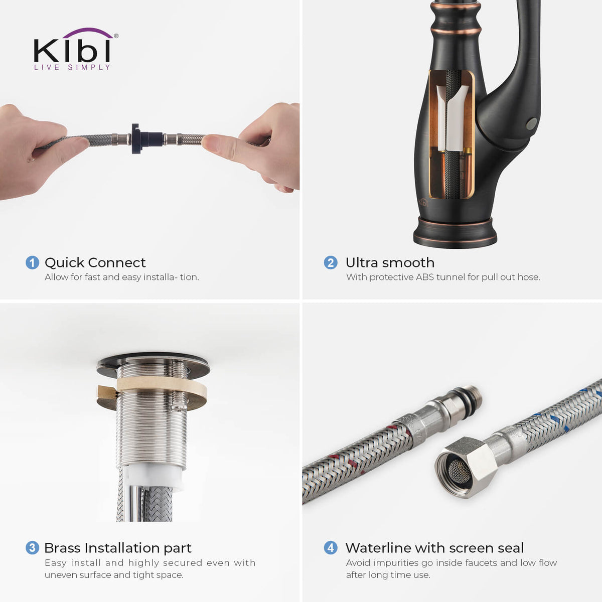 Kibi Summit Single Handle High Arc Pull Down Kitchen Faucet in Oil Rubbed Bronze Finish - KKF2009ORB