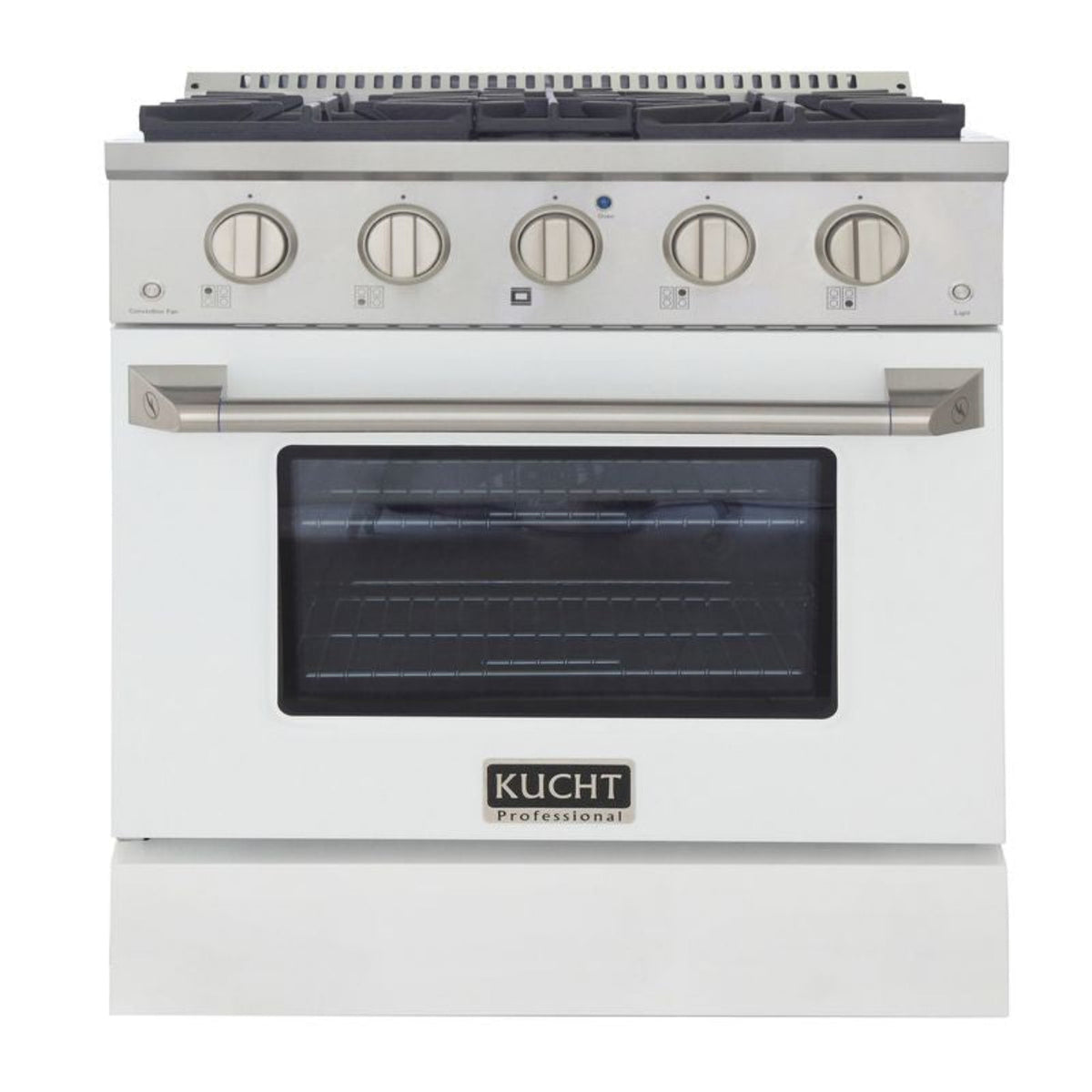 Kucht 30 Inch Pro-Style KDF Series Natural Gas Stainless Steel Dual Fuel Range with White Oven Door - KDF302-W
