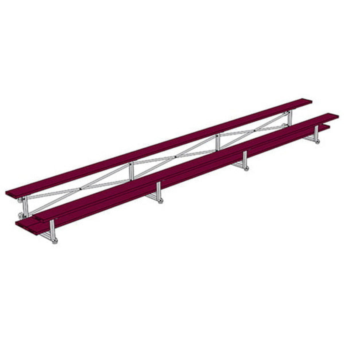 Bleacher - 21 ft. (2 Row - Double Foot Plank) - Tip & Roll - BLDP-221TRG