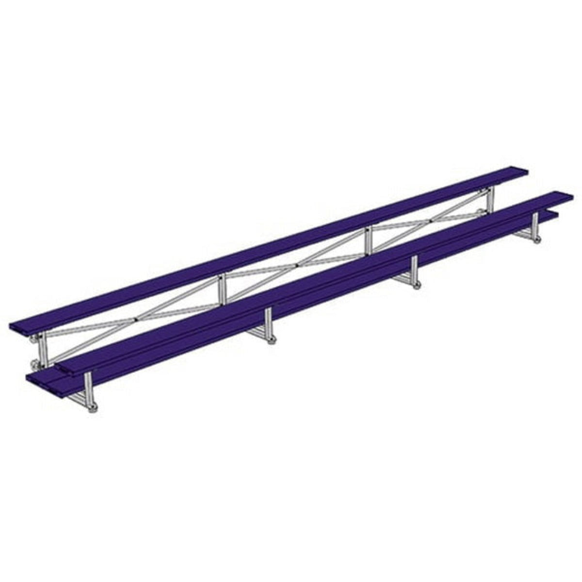 Bleacher - 21 ft. (2 Row - Double Foot Plank) - Tip & Roll - BLDP-221TRG