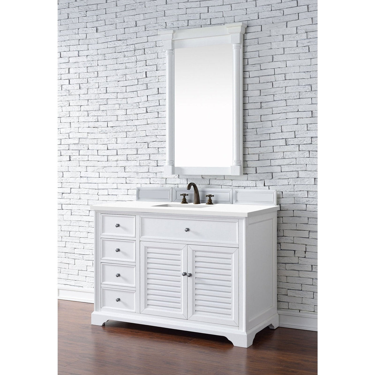 James Martin Vanities Savannah 48" Bright White Single Vanity - 238-104-V48-BW-3AF