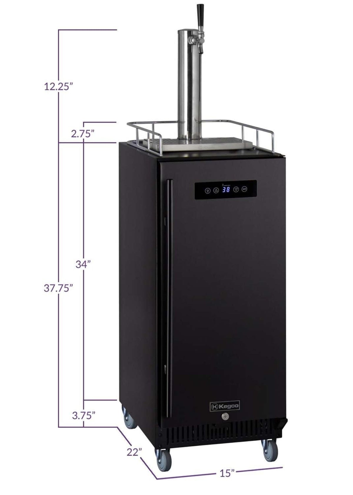 15" Wide Cold Brew Coffee Single Tap Black Commercial Kegerator - ICS15BBRNK