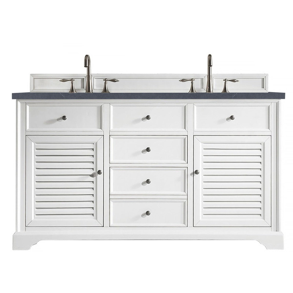 James Martin Vanities Savannah 60" Bright White Double Vanity - 238-104-V60D-BW-3AF