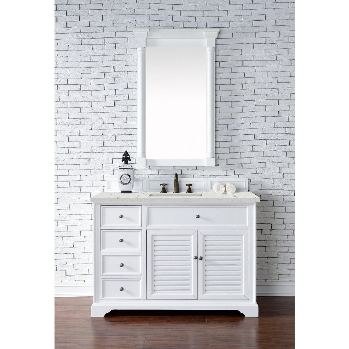 James Martin Vanities Savannah 48" Bright White Single Vanity - 238-104-V48-BW-3AF