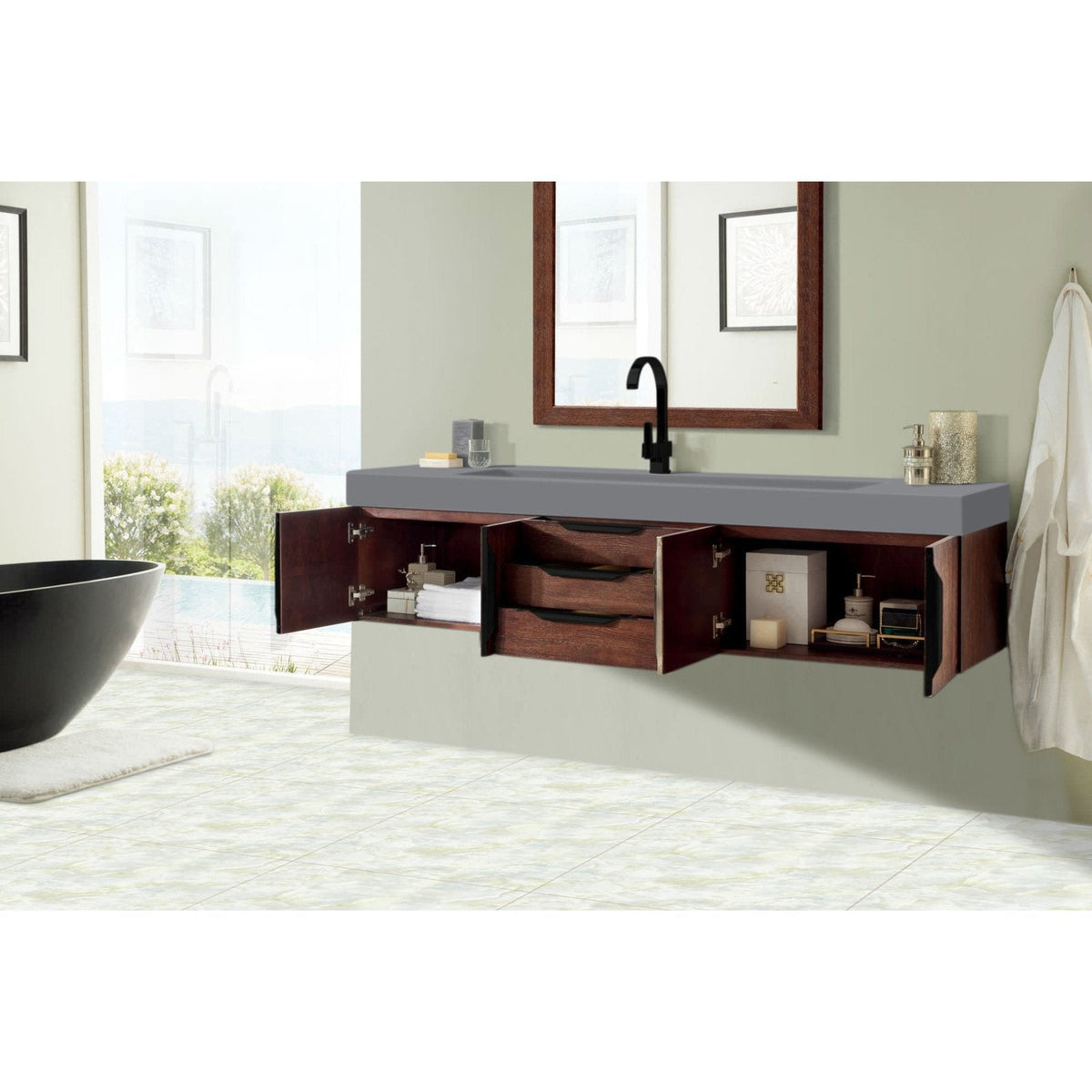 James Martin Vanities Mercer Island 72" Single Vanity - 389-V72S-AGR-G-DGG