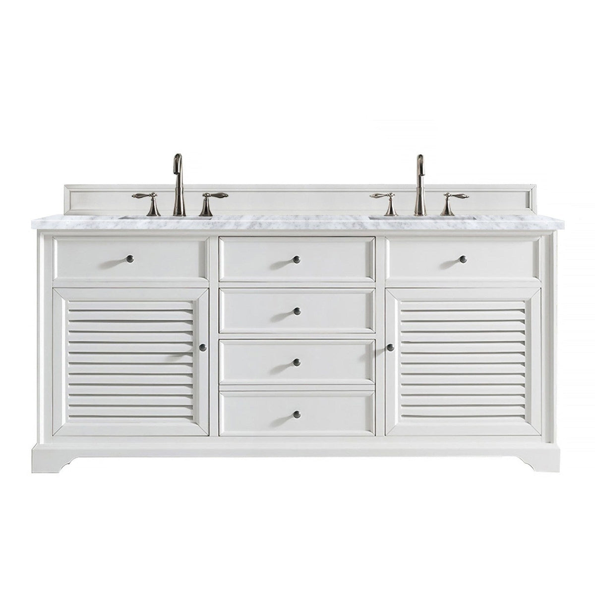 James Martin Vanities Savannah 72" Bright White Double Vanity - 238-104-V72-BW-3AF