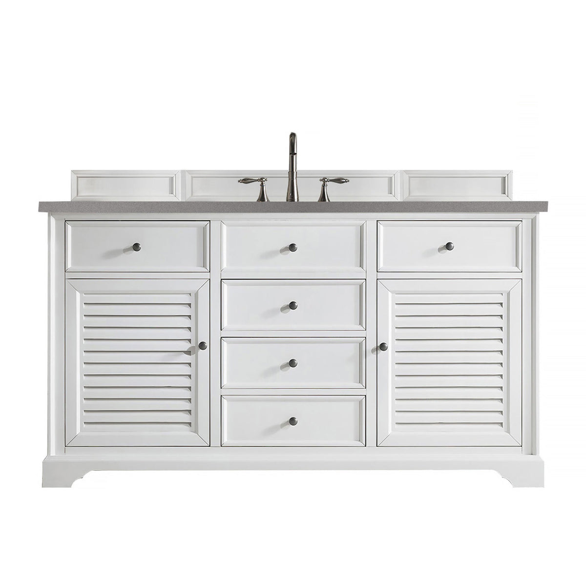 James Martin Vanities Savannah 60" Bright White Single Vanity - 238-104-V60S-BW-3AF